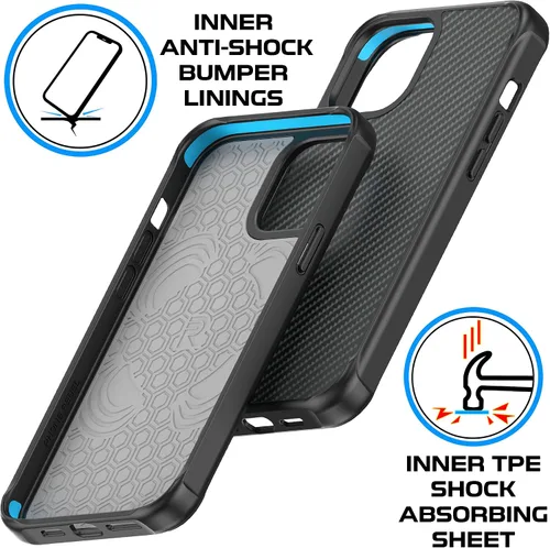 Miniatura 5 de Phone REBEL - Funda para iPhone 12 Pro Max [fibra de aramida Gen-2] fuerte compatible con MagSafe, inserciones a prueba de golpes, esquinas negro
