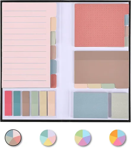 Mr. Pen Juego de notas adhesivas - 410 unidades con colores vintage, transparentes y pestañas divisoras para planificadores