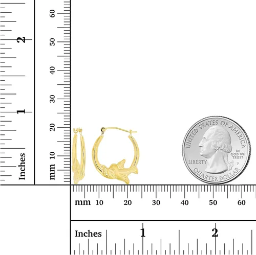 Miniatura 18 de Aretes de aro de oro amarillo de 14 quilates con múltiples formas de cierre con bisagras, alas y corazón, paloma y querubín, aretes de oro macizo