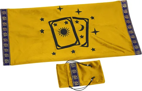Miniatura 2 de Patrón de tarjeta estrellas luna bordado tela de terciopelo parte trasera partícula inferior con bolsa de cartas de tarot.. Púrpura (encaje plateado)