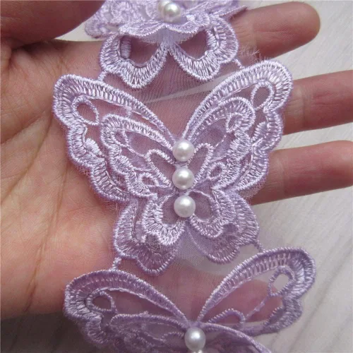 Miniatura 9 de Arco de mariposa soluble de 5 yardas de organza bordada de encaje para tejer, apliques de boda, cinta de retazos hechos a mano, suministros