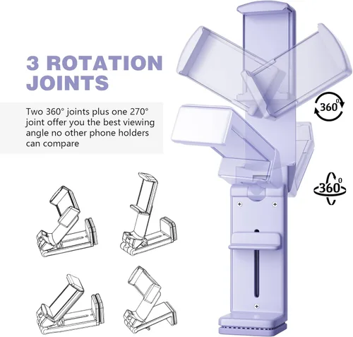 Miniatura 8 de Perilogics Soporte de Montaje para Teléfono de Avión Universal en Vuelo Visualización Manos Libres con Rotación Dual Multidireccional de 360 Grados