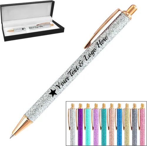 Miniatura 20 de Bolígrafo personalizado, 1 unidad, bolígrafo personalizado con logotipo de mensaje de nombre comercial impreso, carcasa de metal brillante de tinta
