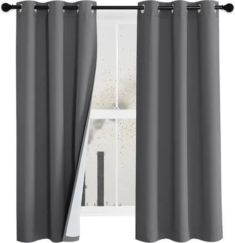 Miniatura 22 de NICETOWN Cortinas de Lino Sintético Angora con Barrera de Sonido que Aísla el Polvo, 100% Opacas, de 84 Pulgadas de Largo, 1 Panel, Cortinas
