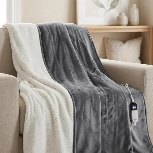 Miniatura 9 de Degrees of Comfor - Manta térmica rosa, manta eléctrica de franela suave con 6 ajustes de calor y apagado automático de 4 horas, regalos cálidos