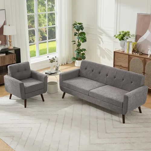 Miniatura 13 de Tbfit Sofá en Forma de L, Sofás Seccionales Modernos de Mediados de Siglo de 80" de Ancho, Sofás de 3 Plazas con Chaise Lounge Amplio, Sofá Beige