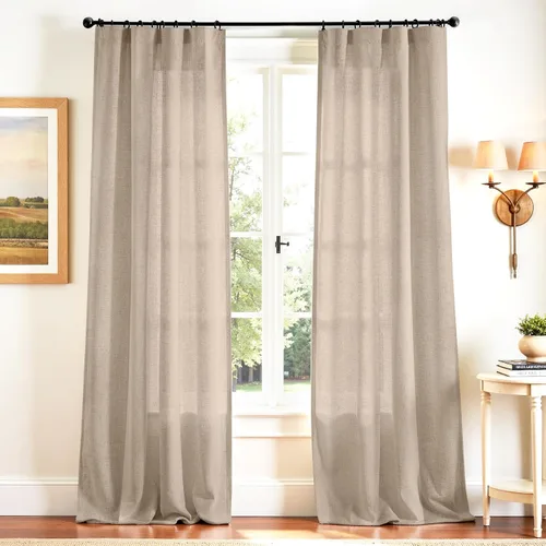 Miniatura 30 de JINCHAN Cortinas de lino de 108 pulgadas de largo, juego de 2 paneles, cortinas de ventana para sala de estar y dormitorio, cortinas