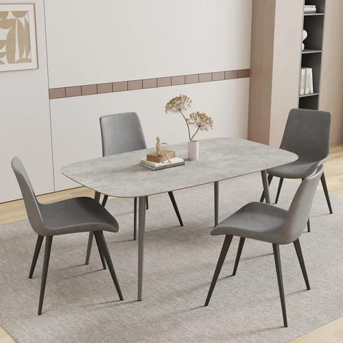 Miniatura 48 de HIPIHOM Mesa de comedor moderna de granja de 47.2 pulgadas, mesa de comedor rectangular de madera con patas de metal para 4 personas para comedor