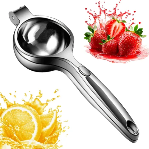 Miniatura 9 de Exprimidor manual de mano de metal de acero inoxidable, jugo extractor de prensa fría a mano para frutas suaves jugosas como limas, limones