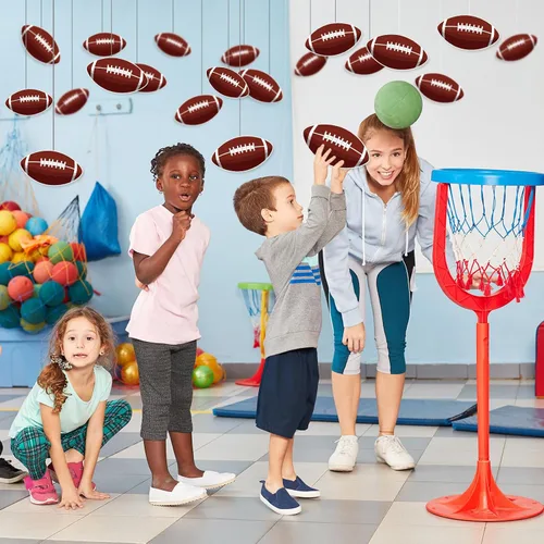 Miniatura 5 de 50 recortes de papel de fútbol de rugby, recortes temáticos de fiesta de fútbol, decoraciones de tablón de anuncios con 100 puntos de pegamento
