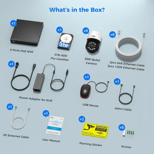 Miniatura 7 de [Inclinación panorámica de 300° 90° + seguimiento humano] Sistema de cámara Hiseeu 4K PoE PTZ, sistema de cámara de seguridad NVR con 6 cámaras