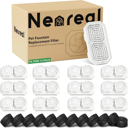 Miniatura 10 de Neareal Paquete de 6 filtros de repuesto oficiales y esponjas de prefiltro para fuente de agua de acero inoxidable para gatos de 108 onzas / 3.2 L