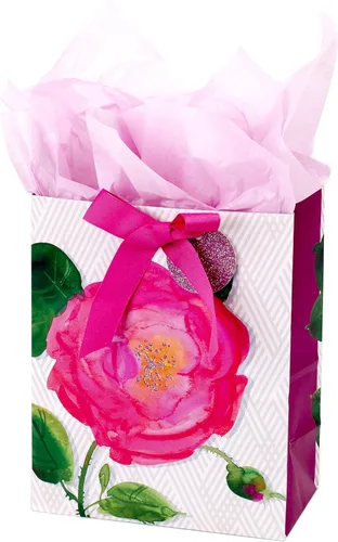 Miniatura 7 de Hallmark Bolsa de regalo mediana de 9 pulgadas con papel de seda (flores brillantes) para Pascua, cumpleaños, despedidas de soltera, bodas, baby