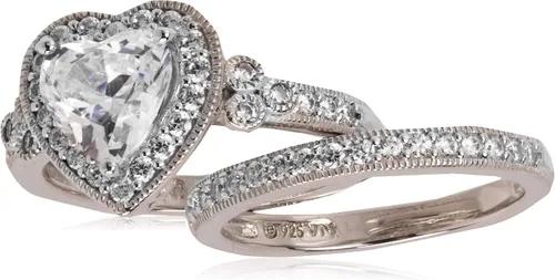 Miniatura 2 de Tienda Collection Platinum-Plated Sterling Silver Infinite Elements Cubic Zirconia Fancy Pink Heart Antique Ring