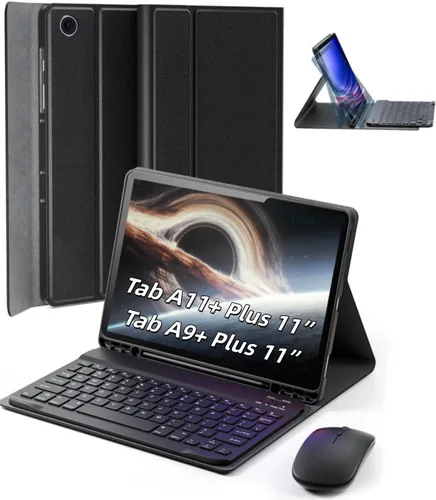Miniatura 12 de TUNKARMOR Funda para teclado para Tab A9 de 8.7 pulgadas (2023) - Funda delgada con teclado desmontable y ratón con soporte para bolígrafo, función