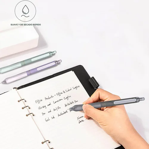 Miniatura 6 de DUNBONG - Bolígrafos retráctiles de punta porosa de 0,5 mm, clip metálico, soporte antideslizante, bolígrafos de gel de tinta negra, Caja de 6