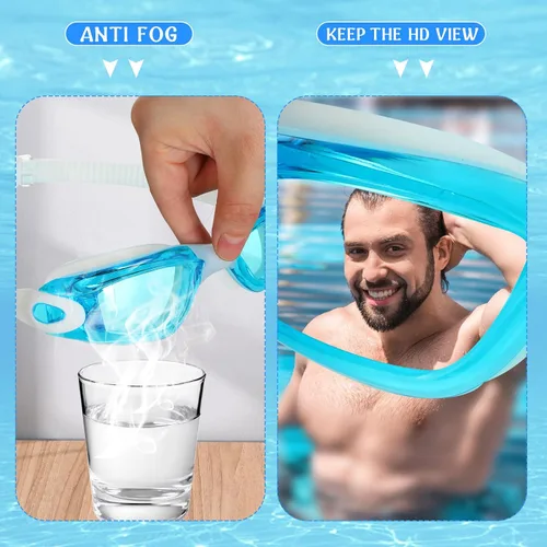 Miniatura 5 de Konohan Paquete de 8 gafas de natación sin fugas para adultos, protección UV, gafas de piscina con clip para la nariz