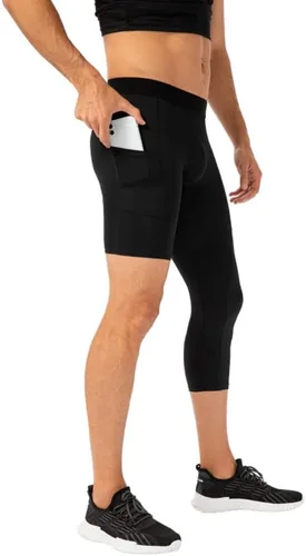 Miniatura 47 de Pantalones de compresión para hombre, mallas de compresión de una pierna para baloncesto, capri 3/4, leggings atléticos, capa base de secado fresco