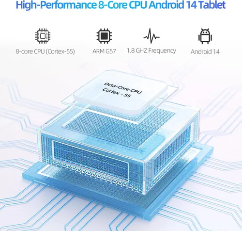 Miniatura 5 de VASOUN Tablet Android 14 de 7 pulgadas, 8 GB de RAM 64 GB ROM, Octa-Core 2.0 GHz, pantalla táctil IPS, cámara dual, 5G WiFi/Bluetooth, tableta