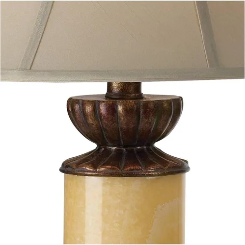 Miniatura 5 de Barnes and Ivy Lámpara de mesa tradicional con luz nocturna de 28.5 pulgadas de alto, bronce oscuro, columna, piedra de ónix blanco, decoración