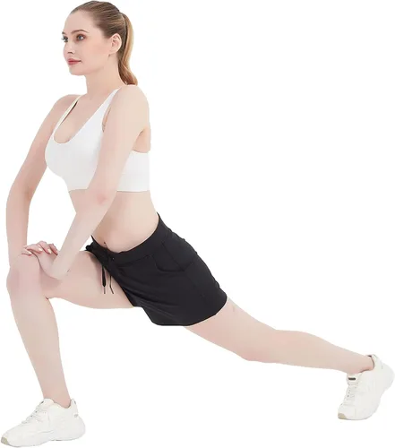 Miniatura 3 de RIBOOM Pantalones cortos de entrenamiento 2 en 1 para mujer, pantalones cortos deportivos con bolsillos para yoga y gimnasio