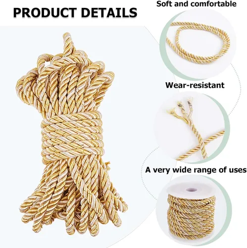 Miniatura 6 de GORGECRAFT Cuerda de poliéster de 0.315 in con ajuste torcido de 32.8 ft, accesorios de cuerda para cortina, hilo y cordón para pulseras, cuerdas