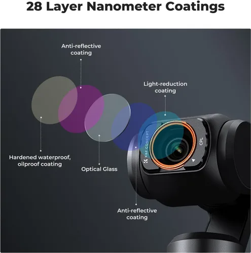 Miniatura 7 de K&F Concept Juego de Filtros UV/CPL/ND Compatible con DJI Osmo Pocket 3, Juego de 6 Filtros Magnéticos UV+CPL+ND16/PL+ND32/PL+ND64/PL+ND256/PL