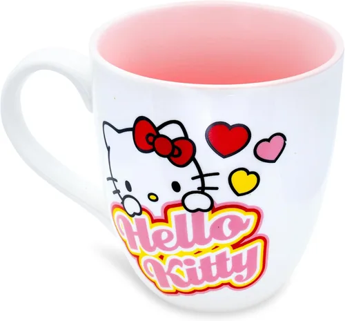 Miniatura 2 de Silver Buffalo Sanrio - Taza de cerámica con corazones de Hello Kitty Taza de café sin BPA para expreso, té, capacidad para 18 onzas