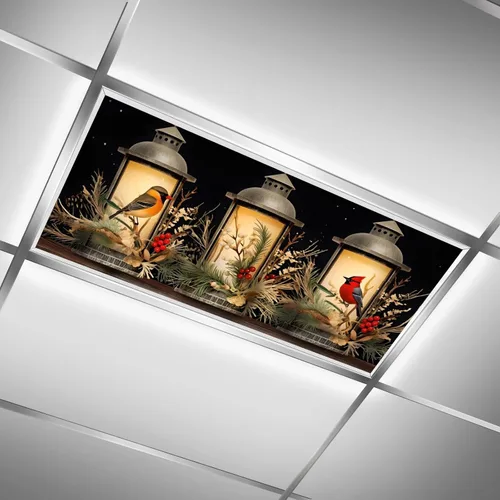 Miniatura 13 de Cubiertas de luz fluorescente de ciervos navideños para aula, 4 x 2 pies, cubierta roja para luz de techo de automóvil, decoración de hospital