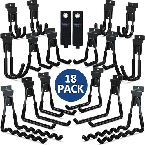 3-H, accesorios para pared de listones de 18 piezas, ganchos y perchas de pared de listones de múltiples tamaños, pared de listones resistente para