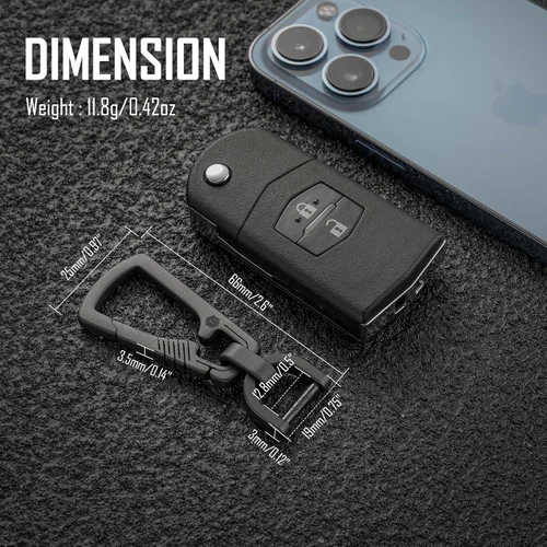 Miniatura 5 de Llavero con mosquetón de titanio KeyUnity, organizador EDC de liberación rápida con llavero Km16bk