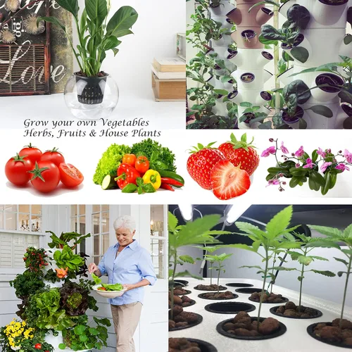 Miniatura 5 de ORIMERC Macetas de red de 4 pulgadas, paquete de 20 tazas de red con cuerda de riego automático de 20 pies y etiquetas para plantas, para acuapónica