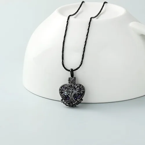 Miniatura 83 de Imrsanl Collar de urna de árbol de la vida con forma de corazón, joyería de cremación para hombres y mujeres, recuerdo, joyería conmemorativa