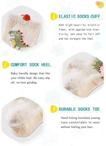 Miniatura 5 de Calcetines suaves y peludos para bebés, para niños, niñas, antideslizantes, acogedores, esponjosos, cálidos, para invierno, 5 pares
