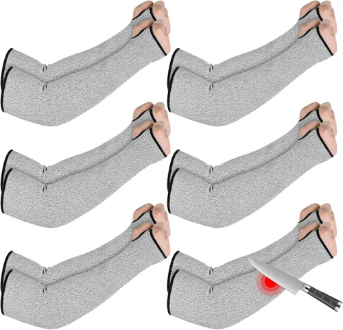 SHENLIU 6 pares de mangas resistentes a cortes para brazo con orificio para el pulgar, mangas de protección de antebrazo de 18 pulgadas, protección
