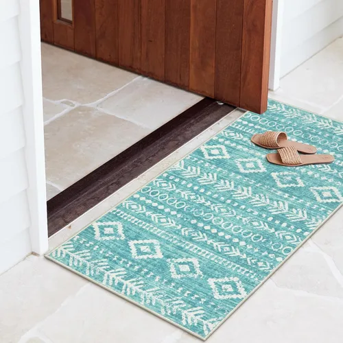 Miniatura 29 de Lahome Alfombra bohemia marroquí para entrada, lavable, de 2 x 3 pies, color gris y blanco, antideslizante, ultra fina, suave, rústica con estampado