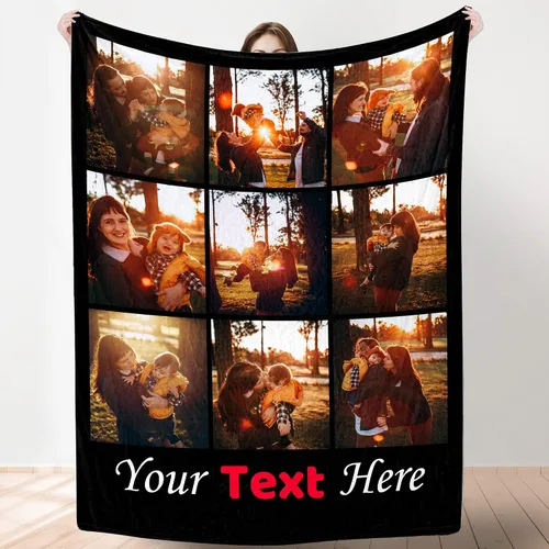 Miniatura 12 de YESCUSTOM Manta personalizada con texto fotográfico, manta personalizada con mis propias imágenes para Navidad, familia, mamá, papá, perro