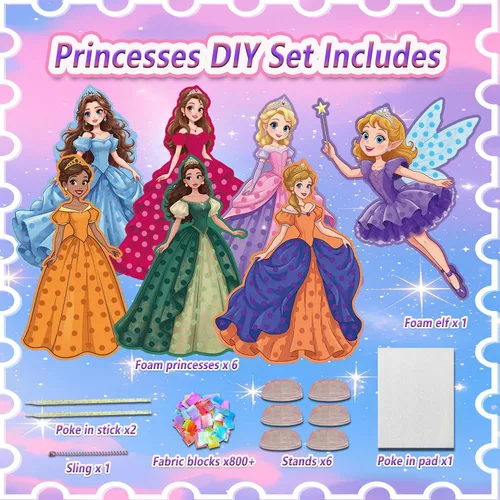 Miniatura 3 de JRD&BS WINL Kit de Arte Divertido para Pinchar para Niños Edad 3-12 Años Princesas 3D Creativas para Niñas Regalos de Cumpleaños para Niños de 3 4 5