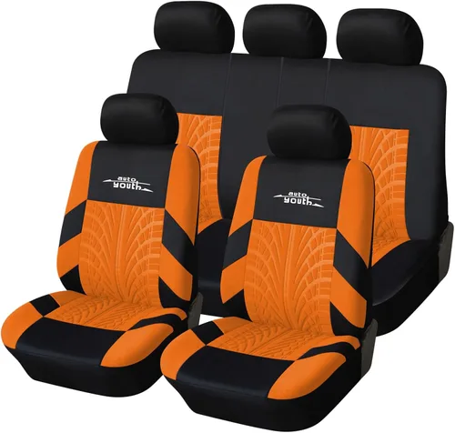Miniatura 20 de AUTOYOUTH - Juego completo de fundas para asientos de auto, fundas para asientos delanteros y asiento trasero dividido para mujer, juego de Azul