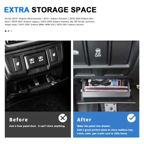 Miniatura 6 de Auovo Moldura interior para accesorios Subaru Forester 2019-2024 Subaru Crosstrek/Impreza 2018-2023, caja de fusibles, contenedor de monedas