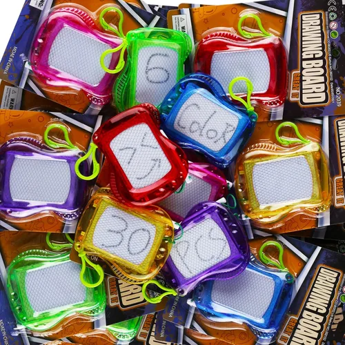 Miniatura 5 de Paquete de 30 mini tableros magnéticos de dibujo para niños (6 colores), clip para llavero, dibujo de garabatos, bloc de escritura, relleno