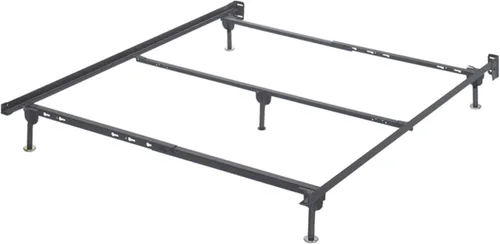 Signature Design by Ashley Perno de metal ajustable en base de cama con deslizadores protectores de suelo, Queen, color negro