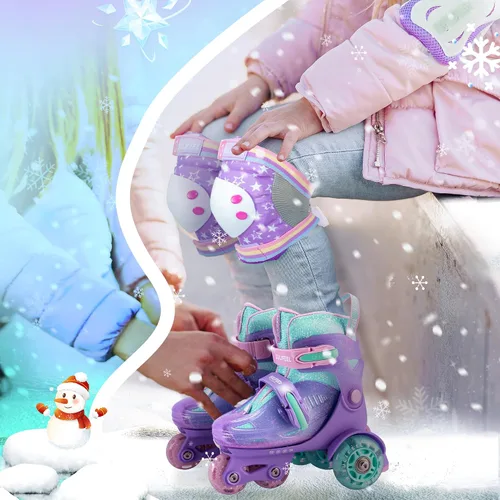Miniatura 9 de SULIFEEL Patines de Ruedas Ajustables para Niñas Niños Infantiles, Ruedas Divertidas Iluminadas con Luz Flash de Tipo Equilibrio de Tres Puntos Azul