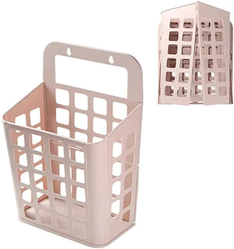 Miniatura 7 de Zerodeko Cesta de plástico para la ropa, rosa, plegable, ligera, 15 x 15 x 12 pulgadas