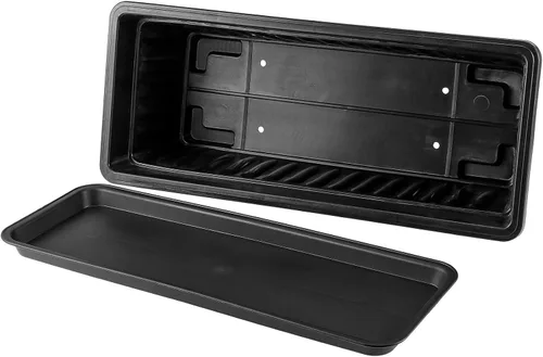 Miniatura 4 de Paquete de 6 cajas de flores de 17 pulgadas, macetas de plástico para verduras largas con bandeja, maceta negra para alféizar de ventana, patio