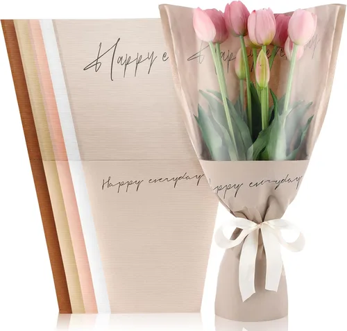 Miniatura 9 de Harloon 100 bolsas de flores para ramos de flores, papel de regalo de flores transparentes, fundas de 11 x 5.1 x 17.3 pulgadas, múltiples Café