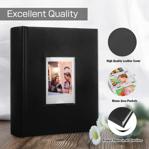 Miniatura 6 de Álbum de fotos de 180 bolsillos para cámara Fujifilm Instax Mini, álbum de fotos con espacio de escritura para Polaroid, cubierta de cuero, foto