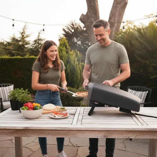 Miniatura 4 de Horno de Pizza para Exteriores NutriChef - Piedra de Pizza Giratoria Manual de 360° - Calor Ajustable - Incluye Pala de Pizza, Cortador de Pizza