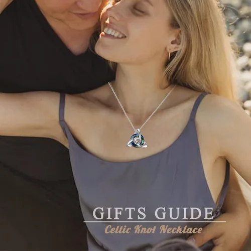 Miniatura 2 de TOUPOP Regalos irlandeses para mujer, collar de nudo celta de plata de ley con nudo de cristal de la Trinidad para niñas, para cumpleaños, fiestas