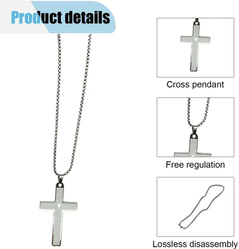 Miniatura 16 de Abalorio de acero inoxidable con cruz de automóvil con versículo de la Biblia, adorno colgante de cruz para automóvil, para hombres, mujeres y hogar